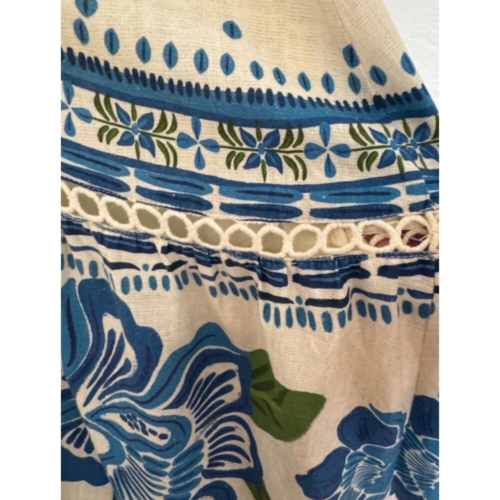 Farm Rio Blue and White Floral Linen Blend Maxi - Picture 7 of 10
